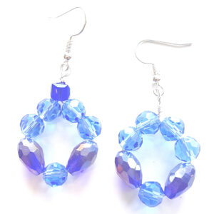 Blue Green Crystal Circular Earrings