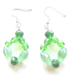 Lime Green Crystal Circular Earrings