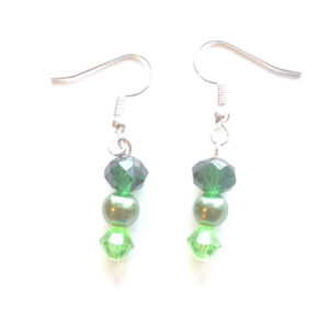 Green Crystal and Glass Pearl Drop Earrings