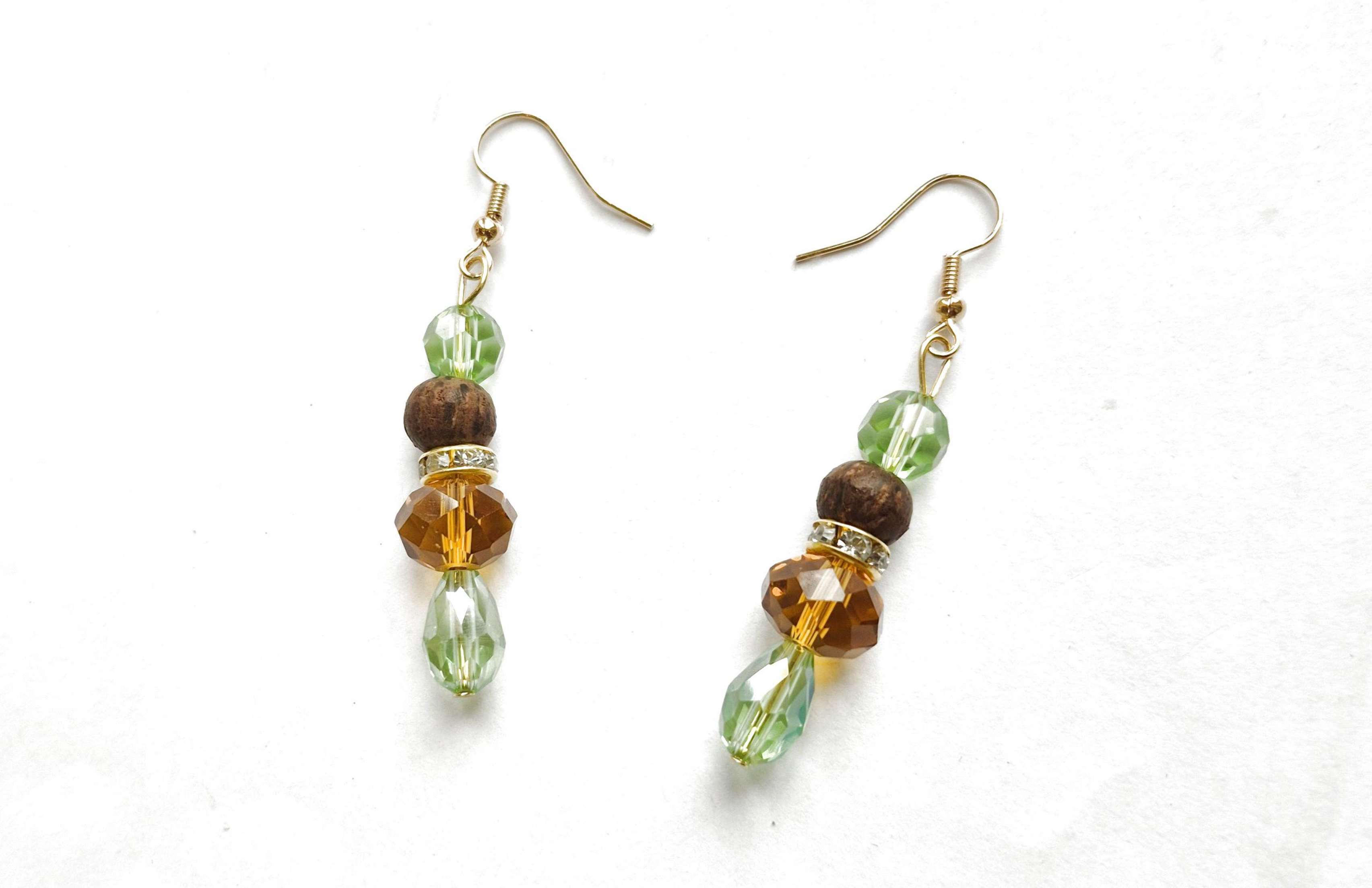 Green and Gold Trimmed Earrings