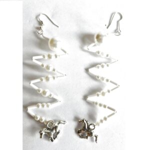 White Zig Zag Horse themed Earrings