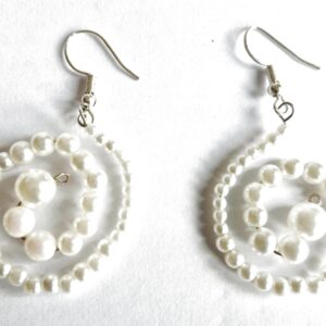 White Spiral Pearl Earrings